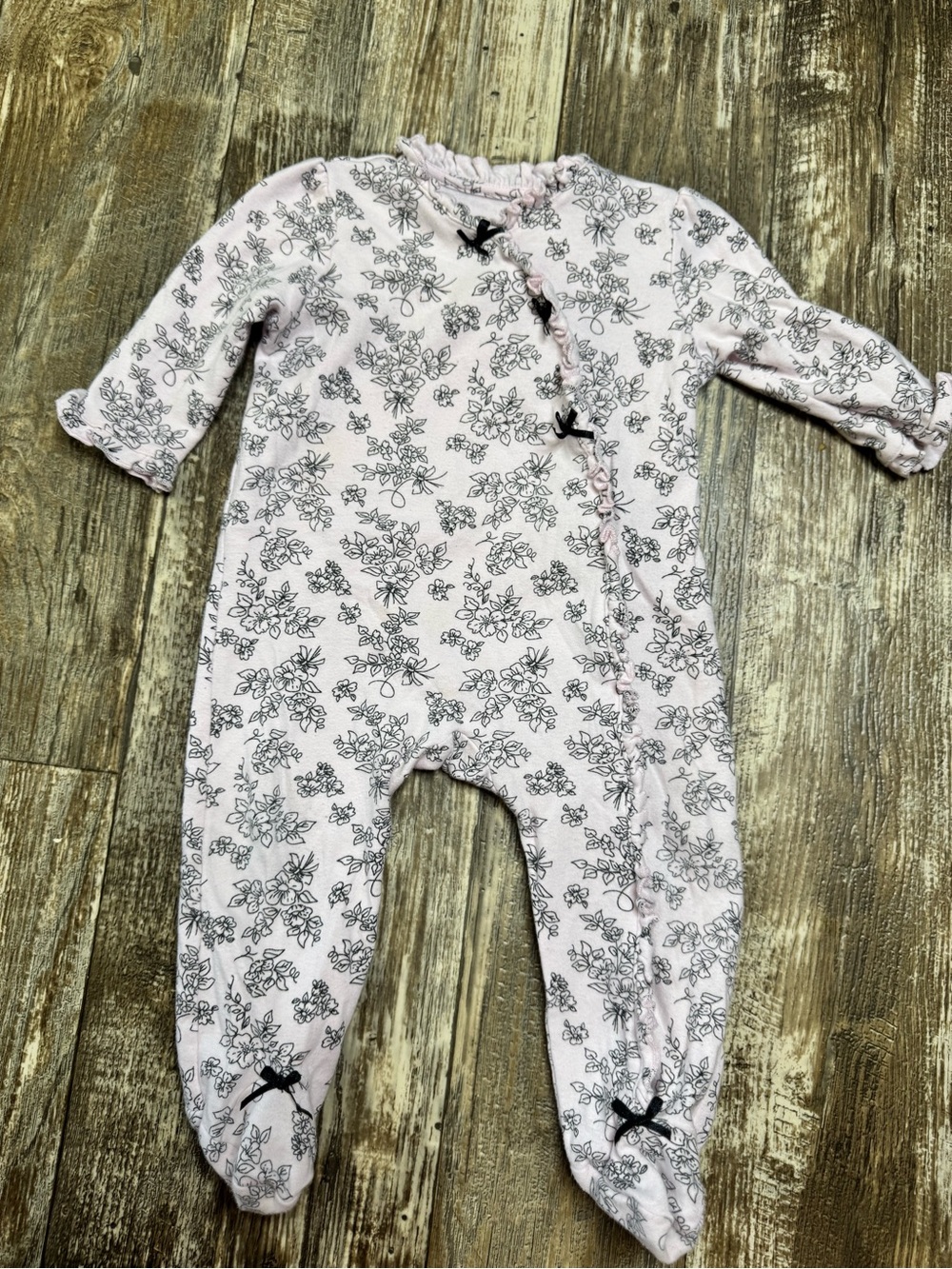 Little Me Pink Floral Footed One-Piece